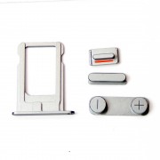 Комплект кнопок и лоток под sim-карту для iPhone 5, стальной.