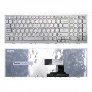 Клавиатура для ноутбука Sony Vaio VPC-EL Series. Белая, с рамкой. Не русифицированная.