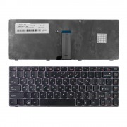 Клавиатура для ноутбука Lenovo IdeaPad Z470, G470AH, G470GH, Z370 Series. Плоский Enter. Черная, с серой рамкой. PN: AEKL6700220.