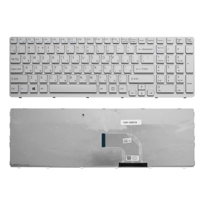 Клавиатура для ноутбука Sony Vaio SVE15, SVE17 Series. Плоский Enter. Белая, с белой рамкой. PN: 9Z.N6CBW.G0R. Клавиатура для ноутбука Sony Vaio SVE15, SVE17 Series. Плоский Enter. Белая, с белой рамкой. PN: 9Z.N6CBW.G0R.