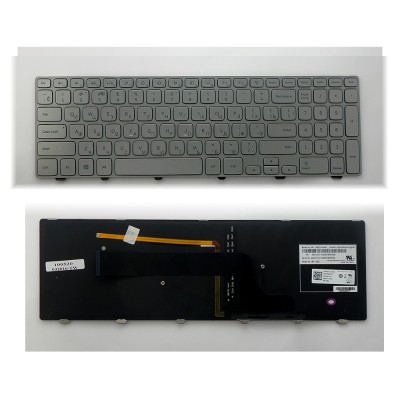 Клавиатура для ноутбука Dell Inspiron 7000, 15-7000, 7537 Series. Плоский Enter. Серебристая, с серебристой рамкой. С подсветкой. PN: NSK-LG0BW. Клавиатура для ноутбука Dell Inspiron 7000, 15-7000, 7537 Series. Плоский Enter. Серебристая, с серебристой рамкой. С подсветкой. PN: NSK-LG0BW.