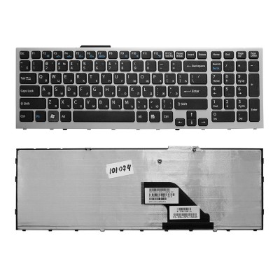 Клавиатура для ноутбука Sony Vaio VPC-F11, VPC-F12, VPC-F13 Series. Плоский Enter. Черная, с серебристой рамкой. PN: 148781561, 9Z.N3S82.201. Клавиатура для ноутбука Sony Vaio VPC-F11, VPC-F12, VPC-F13 Series. Плоский Enter. Черная, с серебристой рамкой. PN: 148781561, 9Z.N3S82.201.