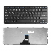 Клавиатура для ноутбука Sony Vaio E14, SVE14. Series. Плоский Enter. Черная, с черной рамкой. PN: 149115111RU.