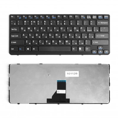 Клавиатура для ноутбука Sony Vaio E14, SVE14. Series. Плоский Enter. Черная, с черной рамкой. PN: 149115111RU. Клавиатура для ноутбука Sony Vaio E14, SVE14. Series. Плоский Enter. Черная, с черной рамкой. PN: 149115111RU.