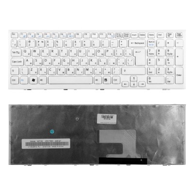 Клавиатура для ноутбука Sony VPC-EE, VPCEE2E1R, VPCEE3E1R, VPCEE4M1R, VPCEE4E1R. Г-образный Enter. Белая, с рамкой. PN: V116646B. Клавиатура для ноутбука Sony VPC-EE, VPCEE2E1R, VPCEE3E1R, VPCEE4M1R, VPCEE4E1R. Г-образный Enter. Белая, с рамкой. PN: V116646B.