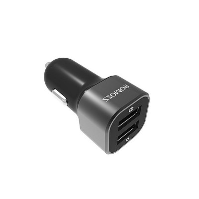 Универсальная автомобильная зарядка ROMOSS AM12 12W с 2 USB-портами на 5V 2.4A / 1A. Черная. Универсальная автомобильная зарядка ROMOSS AM12 12W с 2 USB-портами на 5V 2.4A / 1A. Черная.