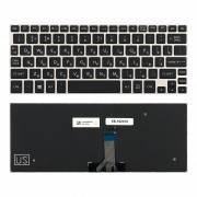Клавиатура для ноутбука Toshiba NB10, NB15 Series. Плоский Enter. Черная, с серебристой рамкой.