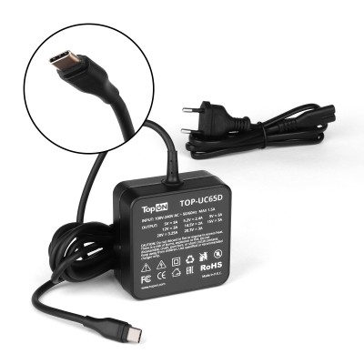 Блок питания TopON 65W кабель Type-C, Power Delivery, Quick Charge 3.0, настольный, кабель 170 см / 110 см TOP-UC65D Блок питания TopON 65W кабель Type-C, Power Delivery, Quick Charge 3.0, настольный, кабель 170 см / 110 см TOP-UC65D