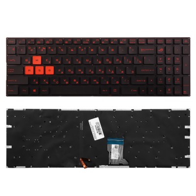 Клавиатура для ноутбука Asus GL502, GL502VM, GL502VS. Плоский Enter. Черная, без рамки. С подсветкой. PN: 0KNB0-E601RU00, 13NB06G1AP020-1. Клавиатура для ноутбука Asus GL502, GL502VM, GL502VS. Плоский Enter. Черная, без рамки. С подсветкой. PN: 0KNB0-E601RU00, 13NB06G1AP020-1.