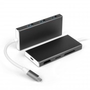 USB-концентратор Type-C USB Hub 7 в 1. USB 3.0, USB-C, HDMI, Micro/SD кардридер. Кабель 9.5 см.