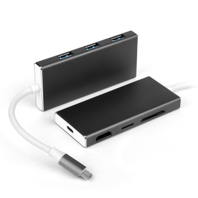 USB-концентратор Type-C USB Hub 7 в 1. USB 3.0, USB-C, HDMI, Micro/SD кардридер. Кабель 9.5 см. USB-концентратор Type-C USB Hub 7 в 1. USB 3.0, USB-C, HDMI, Micro/SD кардридер. Кабель 9.5 см.