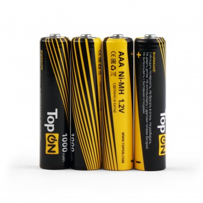 Аккумуляторные батарейки AAA TopON TOP-NH-AAA-1000-4B 1000mAh 1.2V Ni-MH HR03 4 шт в боксе Аккумуляторные батарейки AAA TopON TOP-NH-AAA-1000-4B 1000mAh 1.2V Ni-MH HR03 4 шт в боксе