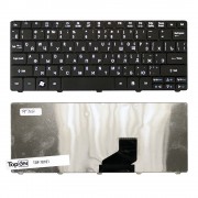 Клавиатура для ноутбука Acer Aspire One 532, 522, D255, D260 Series. Плоский Enter. Черная, без рамки. PN: 90.4GS07.C0R.