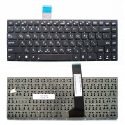 Клавиатура для ноутбука Asus K46CM, S46C, K46C, K46, 46CB, K46CA, S46 Series. Плоский Enter. Черная, без рамки. PN: 0KNB0-4104RU00.