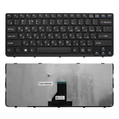 Клавиатура для ноутбука Sony Vaio E14, SVE14 Series. Г-образный Enter. Черная, с черной рамкой. PN: 9Z.N6BBF.R0R. Клавиатура для ноутбука Sony Vaio E14, SVE14 Series. Г-образный Enter. Черная, с черной рамкой. PN: 9Z.N6BBF.R0R.