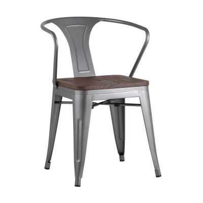 Стул TOLIX ARM WOOD с подлокотниками серебристый Стул TOLIX ARM WOOD с подлокотниками серебристый