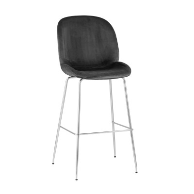 Стул барный Beetle со спинкой серый хромированные ножки Стул барный Beetle со спинкой серый хромированные ножки