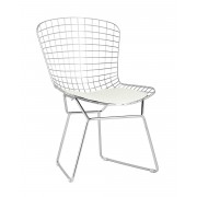 Стул обеденный Bertoia хромированный с белой подушкой