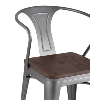 Стул TOLIX ARM WOOD с подлокотниками серебристый Стул TOLIX ARM WOOD с подлокотниками серебристый
