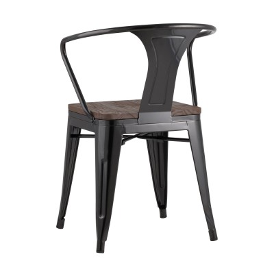 Стул TOLIX ARM WOOD с подлокотниками черный Стул TOLIX ARM WOOD с подлокотниками черный