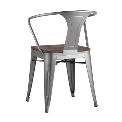 Стул TOLIX ARM WOOD с подлокотниками серебристый Стул TOLIX ARM WOOD с подлокотниками серебристый