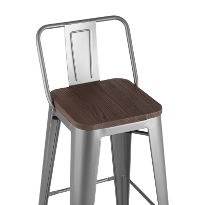 Стул барный TOLIX WOOD со спинкой серебристый матовый Стул барный TOLIX WOOD со спинкой серебристый матовый