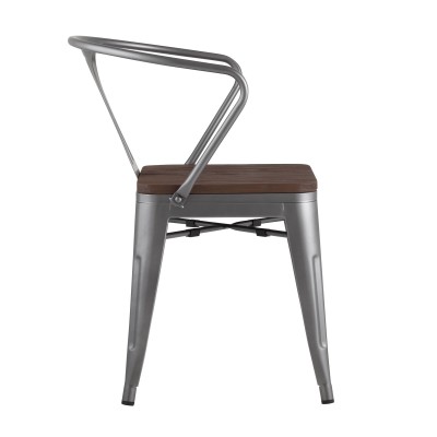 Стул TOLIX ARM WOOD с подлокотниками серебристый Стул TOLIX ARM WOOD с подлокотниками серебристый
