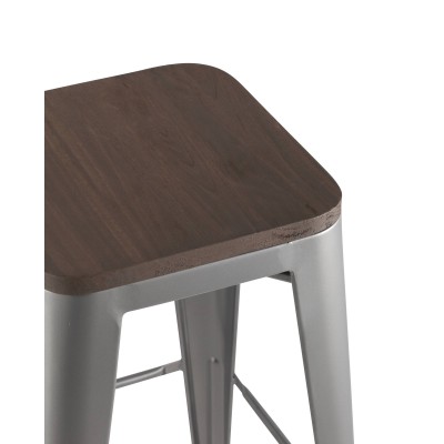Стул барный TOLIX WOOD серебристый матовый Стул барный TOLIX WOOD серебристый матовый