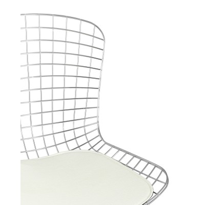 Стул обеденный Bertoia хромированный с белой подушкой Стул обеденный Bertoia хромированный с белой подушкой