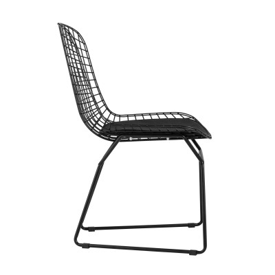 Стул обеденный Bertoia черный с черной подушкой Стул обеденный Bertoia черный с черной подушкой