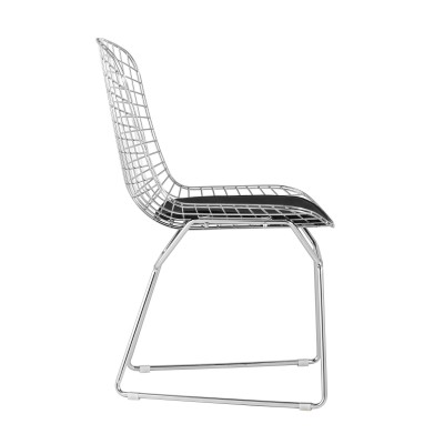 Стул обеденный Bertoia хромированный с черной подушкой Стул обеденный Bertoia хромированный с черной подушкой