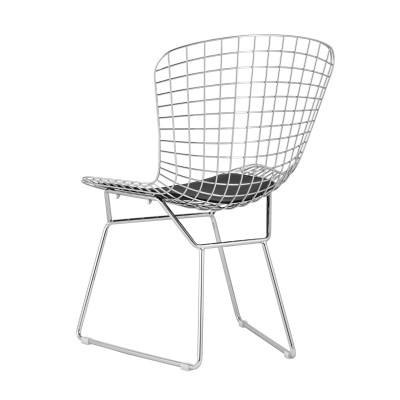 Стул обеденный Bertoia хромированный с черной подушкой Стул обеденный Bertoia хромированный с черной подушкой