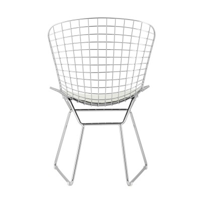 Стул обеденный Bertoia хромированный с белой подушкой Стул обеденный Bertoia хромированный с белой подушкой