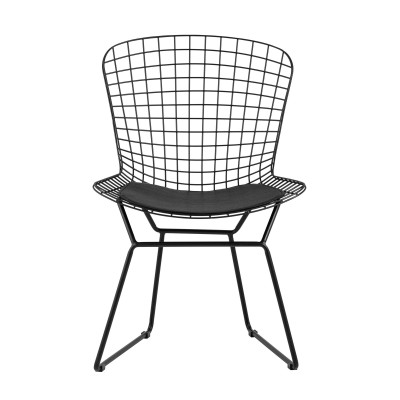 Стул обеденный Bertoia черный с черной подушкой Стул обеденный Bertoia черный с черной подушкой
