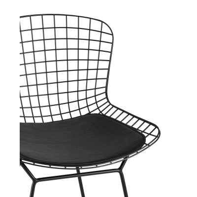 Стул полубарный с низкой спинкой Bertoia черный с черной подушкой Стул полубарный с низкой спинкой Bertoia черный с черной подушкой