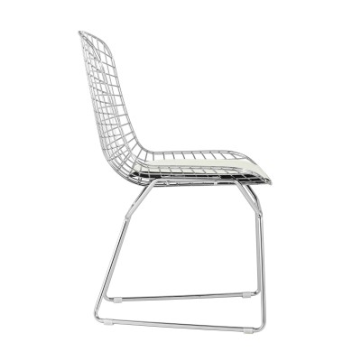 Стул обеденный Bertoia хромированный с белой подушкой Стул обеденный Bertoia хромированный с белой подушкой