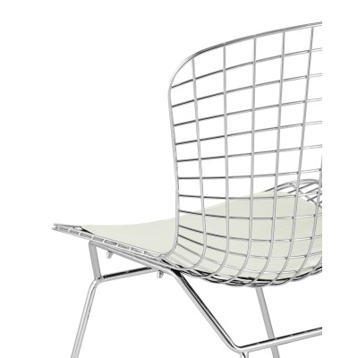 Стул обеденный Bertoia хромированный с белой подушкой Стул обеденный Bertoia хромированный с белой подушкой