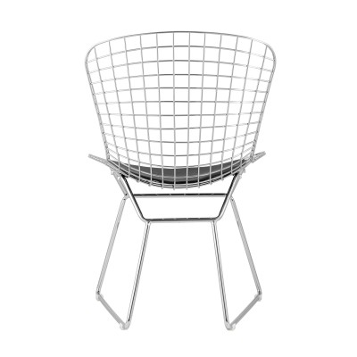 Стул обеденный Bertoia хромированный с черной подушкой Стул обеденный Bertoia хромированный с черной подушкой